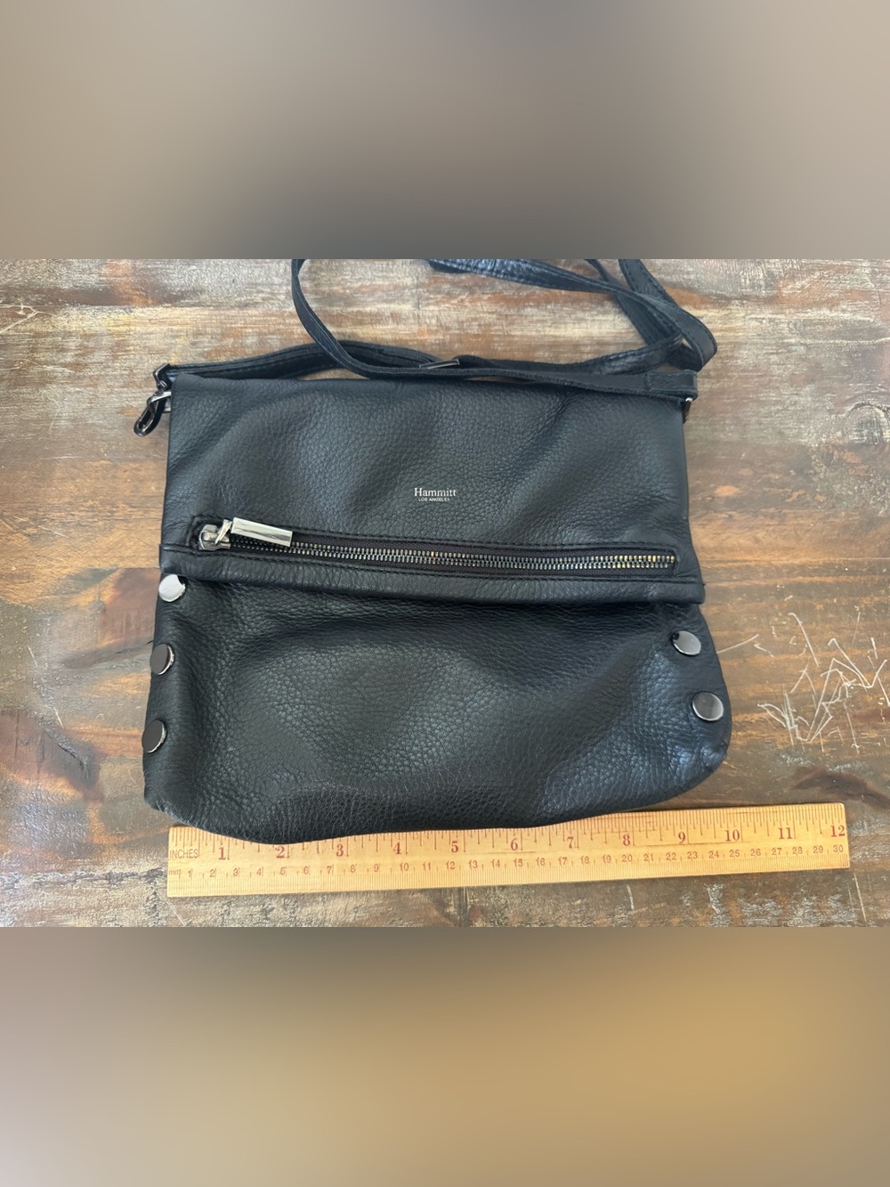 Hammitt Black Pebbled Leather Crossbody Medium VIP Bag